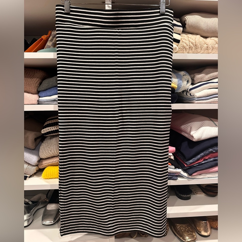 ATM Anthony Thomas Melillo Black and White Striped Pencil Skirt